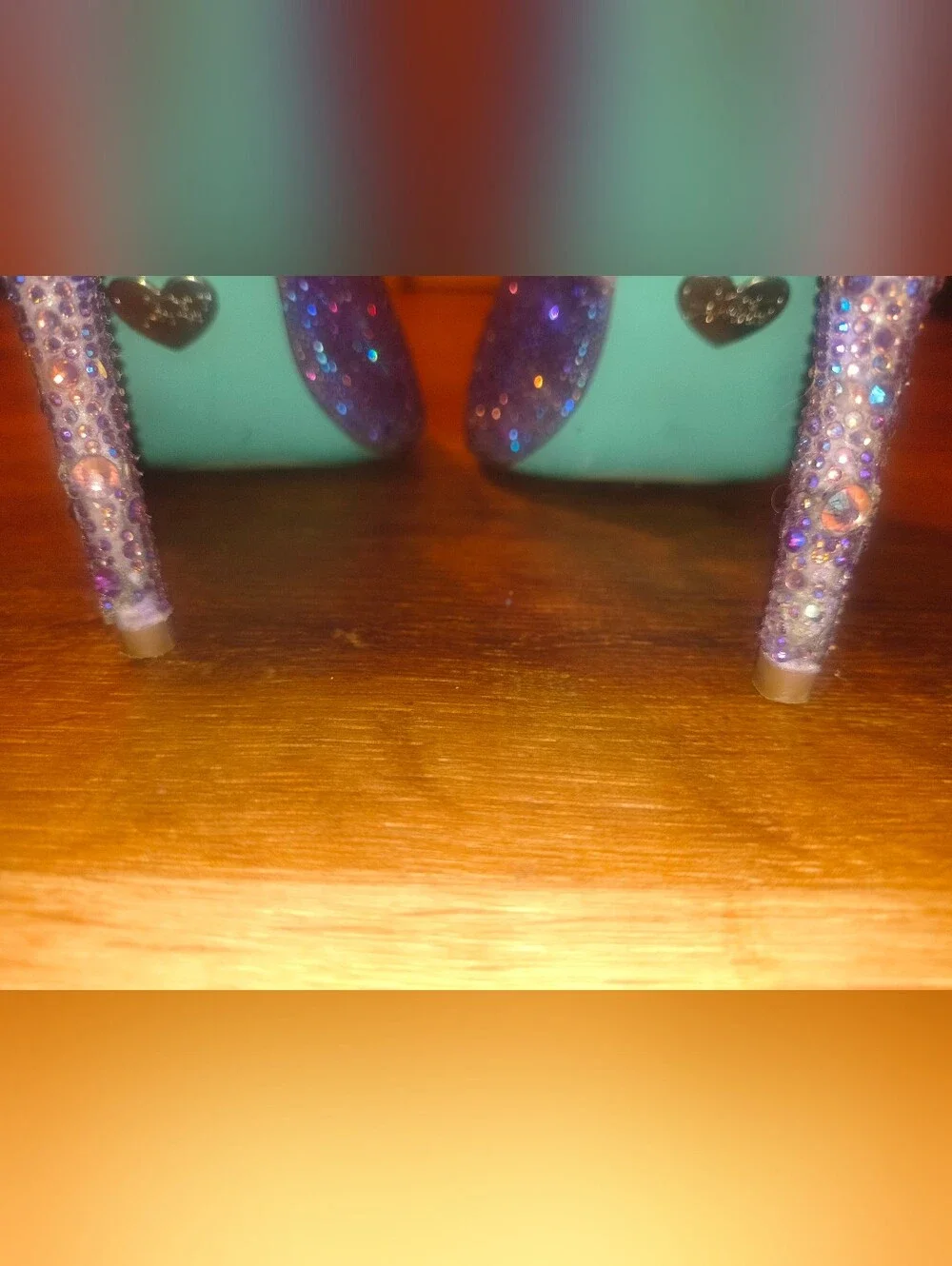 Blue by Betsey Johnson Lilac Glitter T-Strap High Heel Sandals